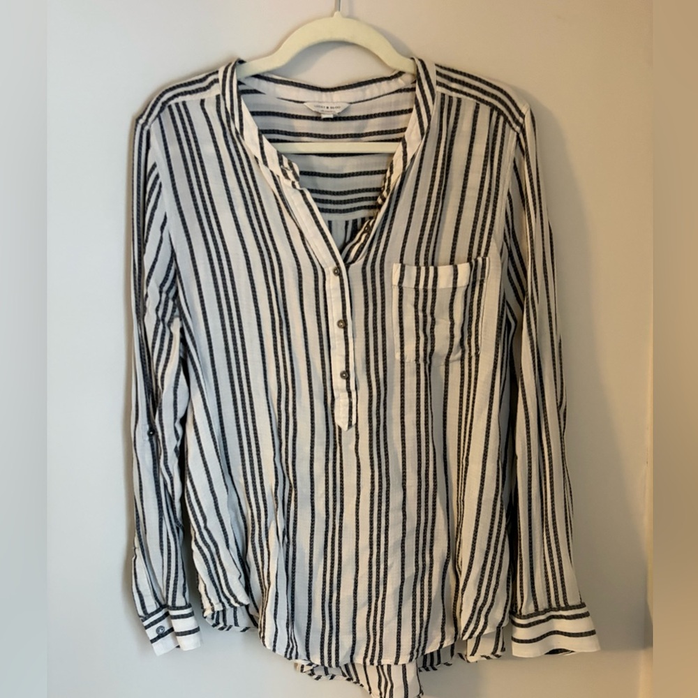 Lucky Brand Black and White Striped Shirt